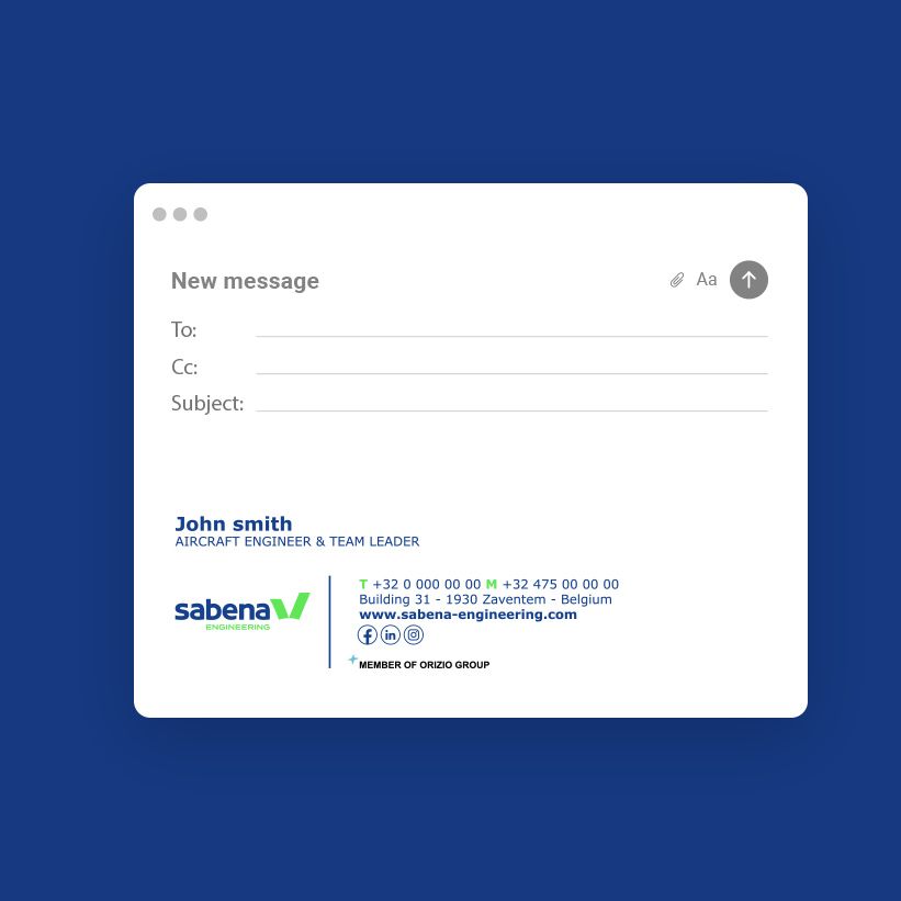 Signature email html sabena engineering